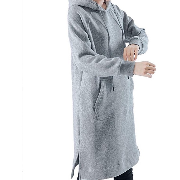 Oyeahgirl Long Style Pullover Gray Hoodie Size Large - Picture 2 of 7